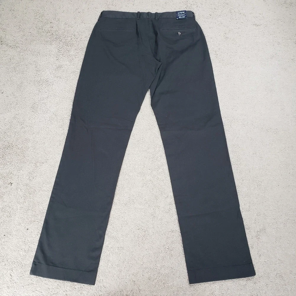 J Crew Mens Chino Pants 32X34 (FITS 33x33) Black Straight Leg Flat Front NEW